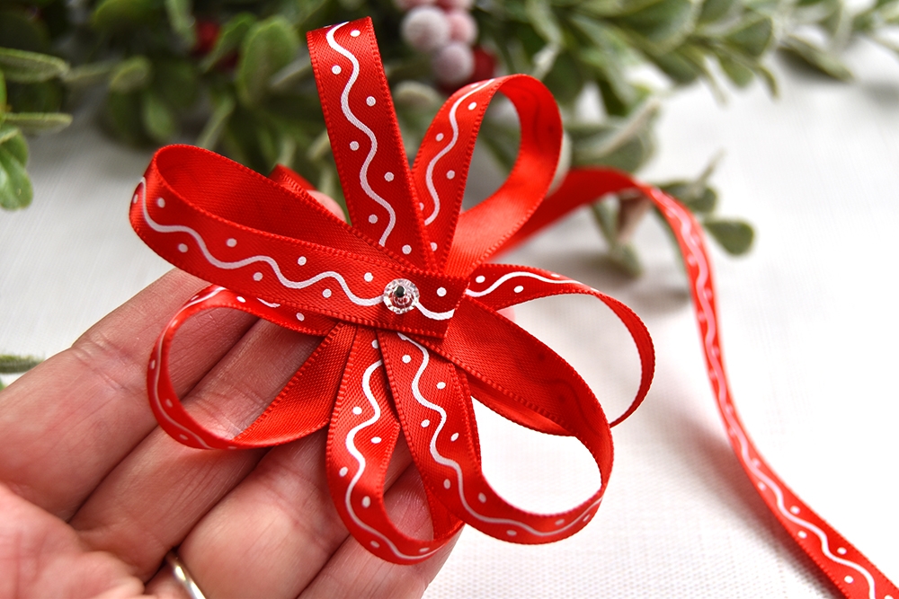 Red & White Festive Christmas Satin Ribbon - By the Yard